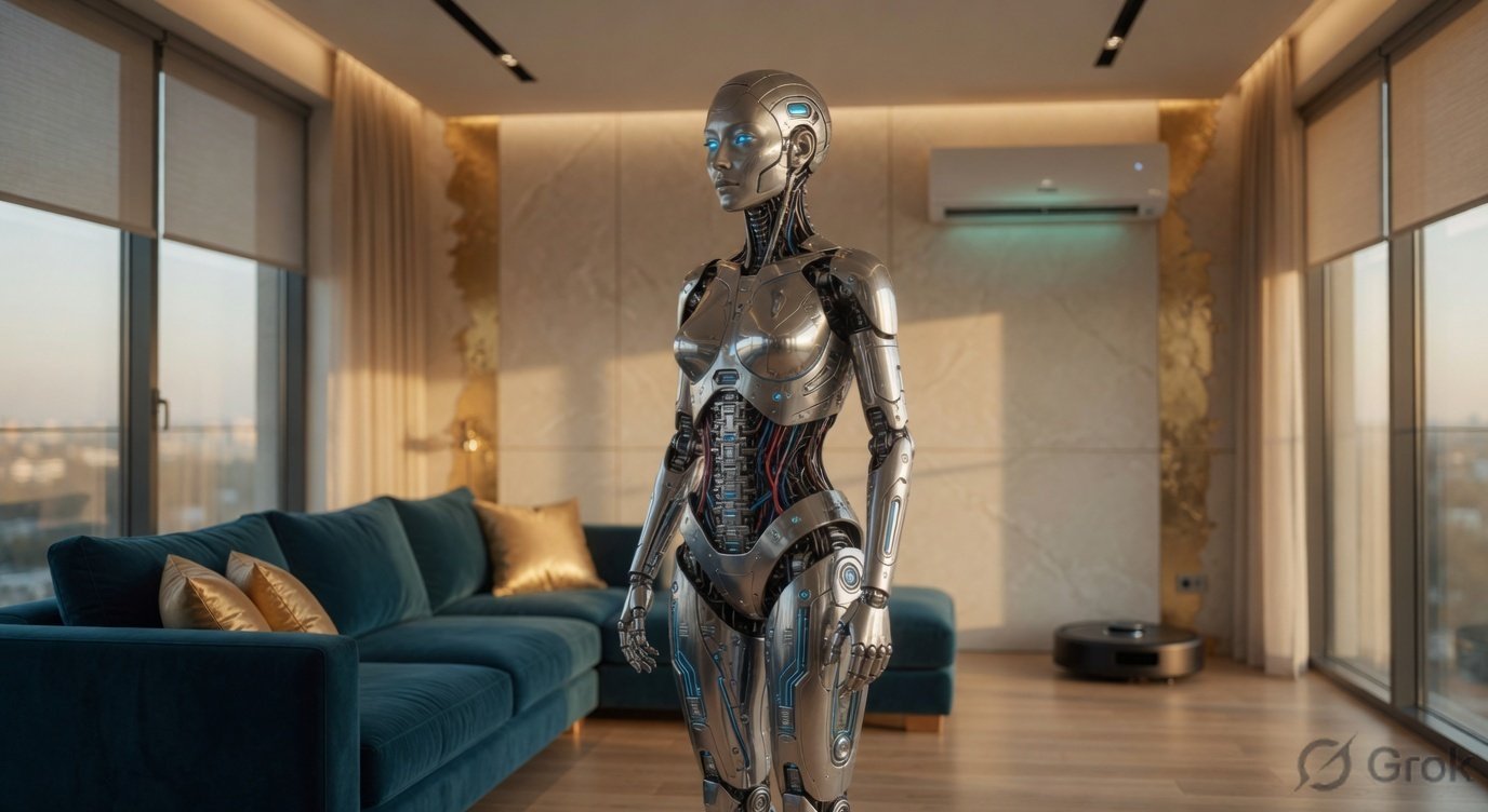 Family in a bright modern Australian home with integrated smart lighting and voice control